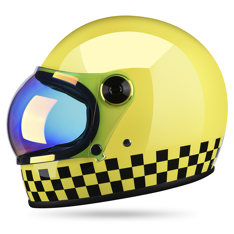 Gridos Bubble Helmet - Checkerboard Gloss Yellow