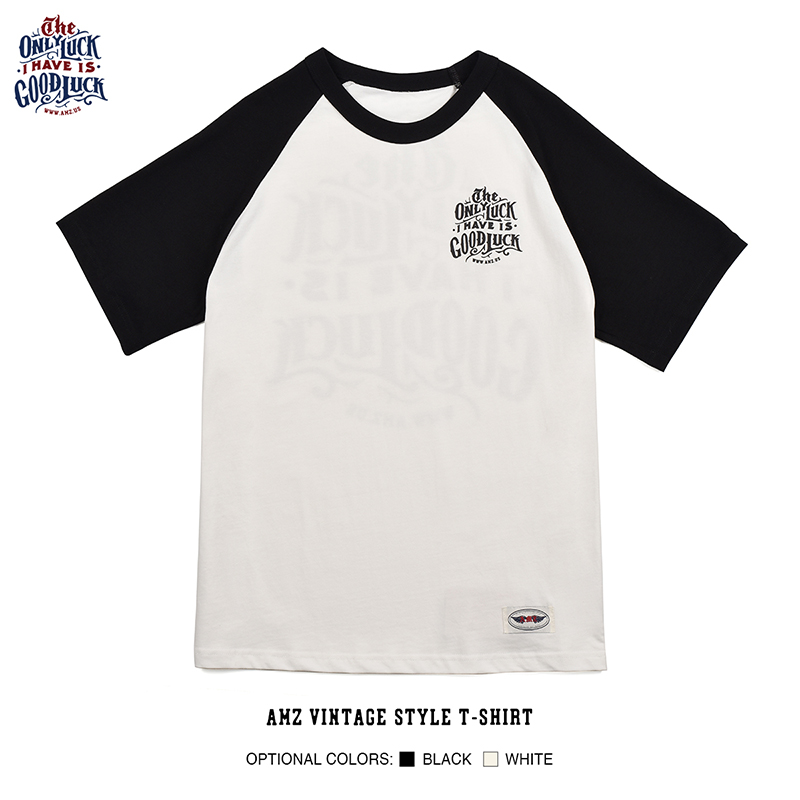 T-Shirt - Good Luck White/Black Shoulder